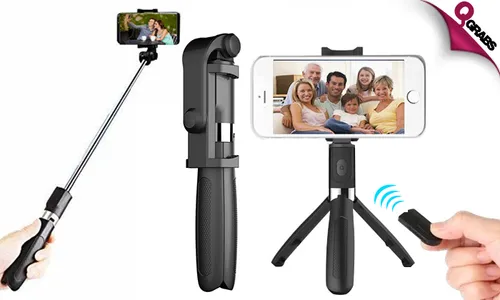 Selfie Stick with Tripod & Bluetooth Remote!